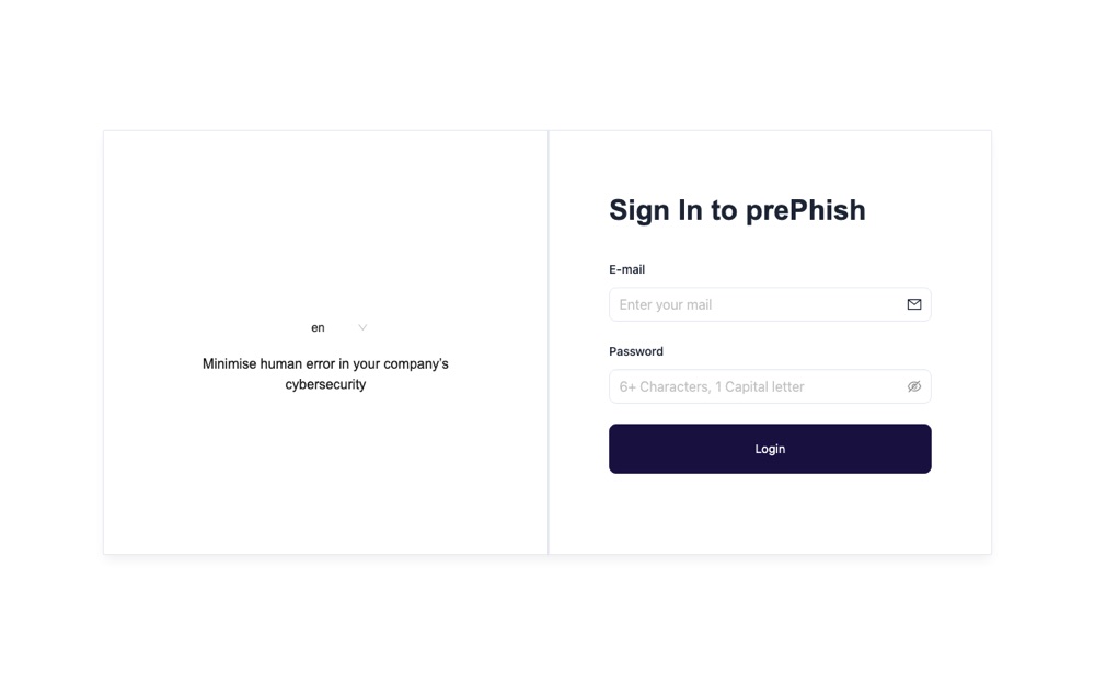 prePhish web sitesi ekran görüntüsü