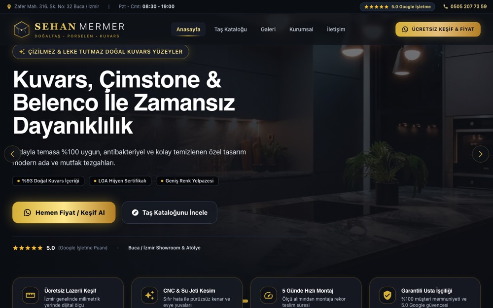Sehan Mermer web sitesi ekran görüntüsü